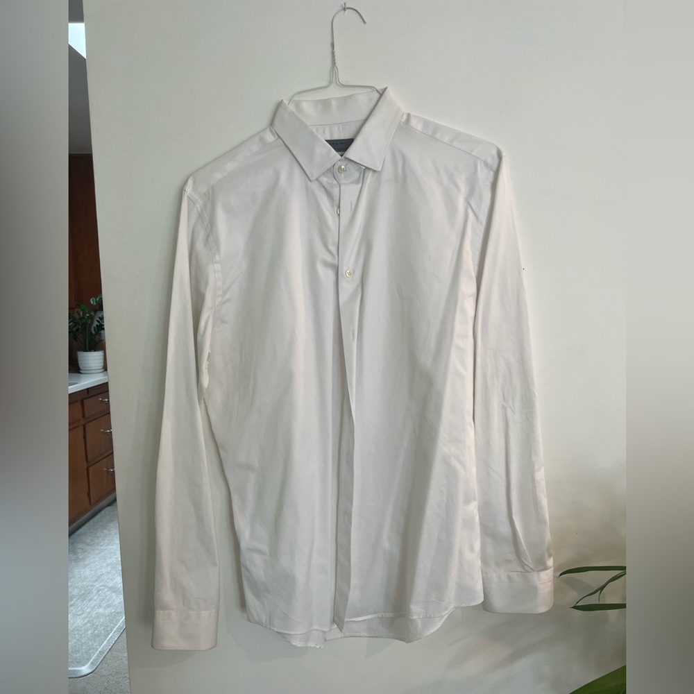 Zara Man Slim Fit Dress Shirt - White (Large)